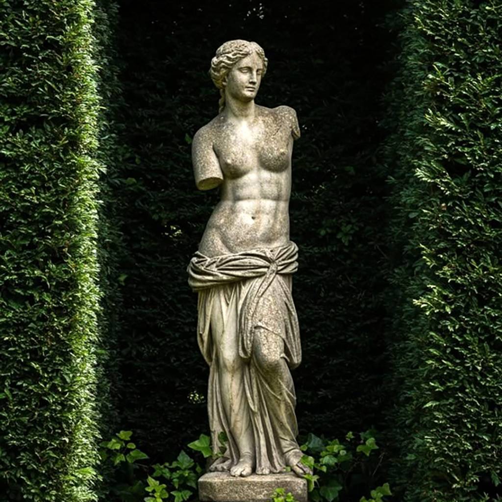statue of Venus framed by hedges at Barwon Park Mansion
