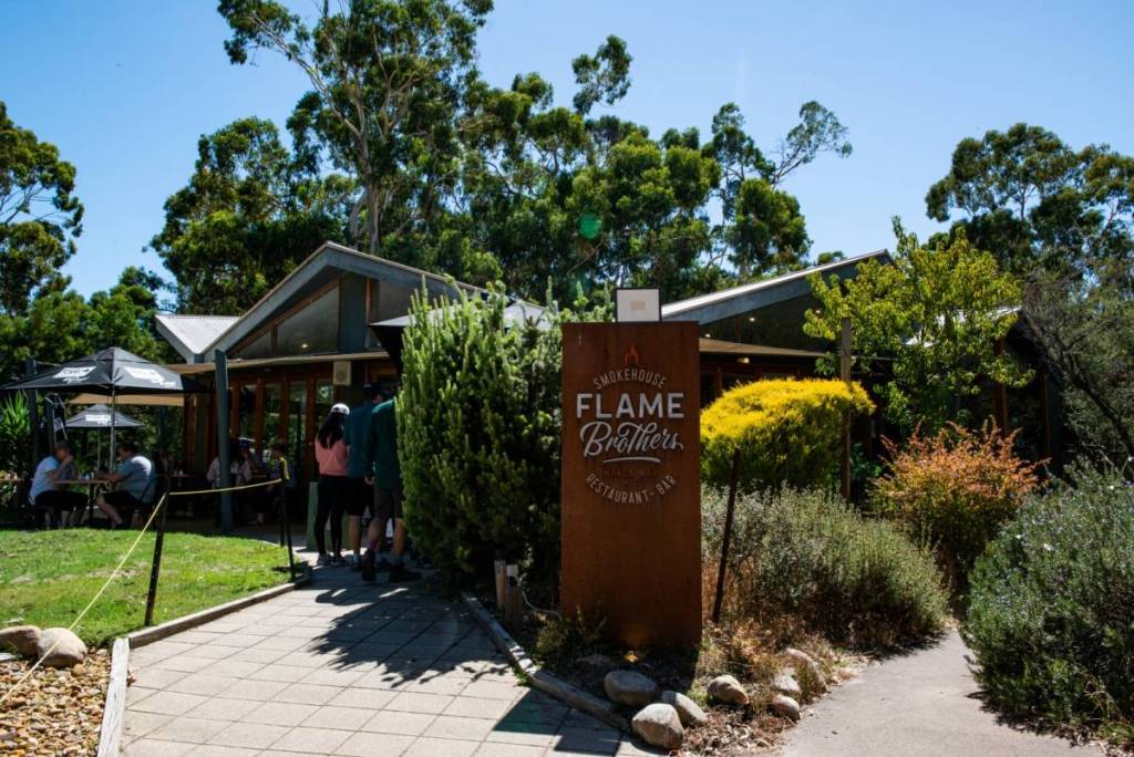 outside Flame Brothers restaurant in Halls Gap