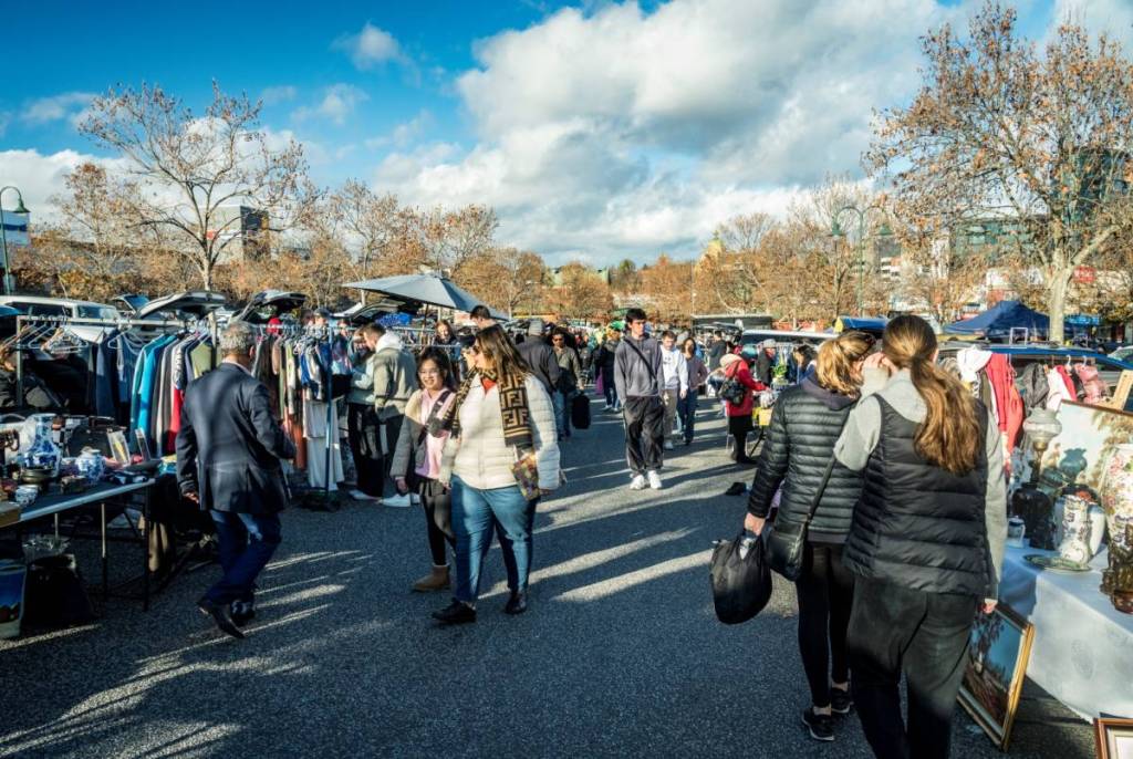 people shopping on a winter day at Camberwell Sunday Market
