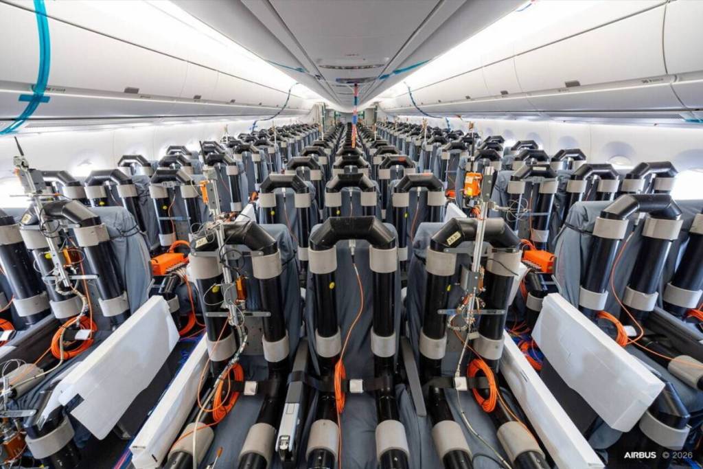testing instruments acting as passengers on a test flight for Airbus A350-1000ULR