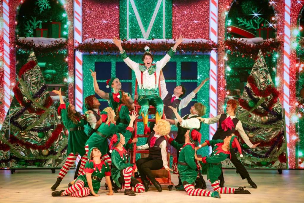 Elf The Musical ensemble on stage at Sydney Opera House