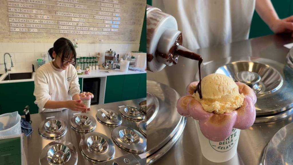 This gelato shop in Fitzroy is serving up viral hot chocolate, topped with a toasted flower marshmallow, for a limited time