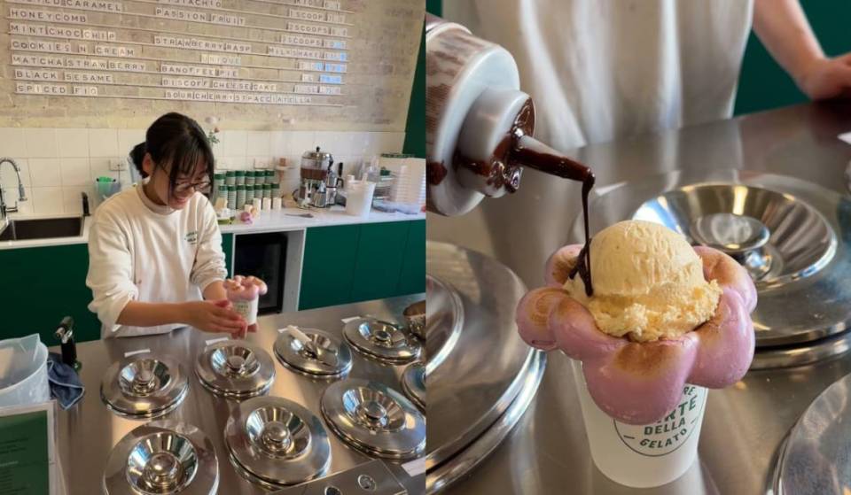 This gelato shop in Fitzroy is serving up viral hot chocolate, topped with a toasted flower marshmallow, for a limited time