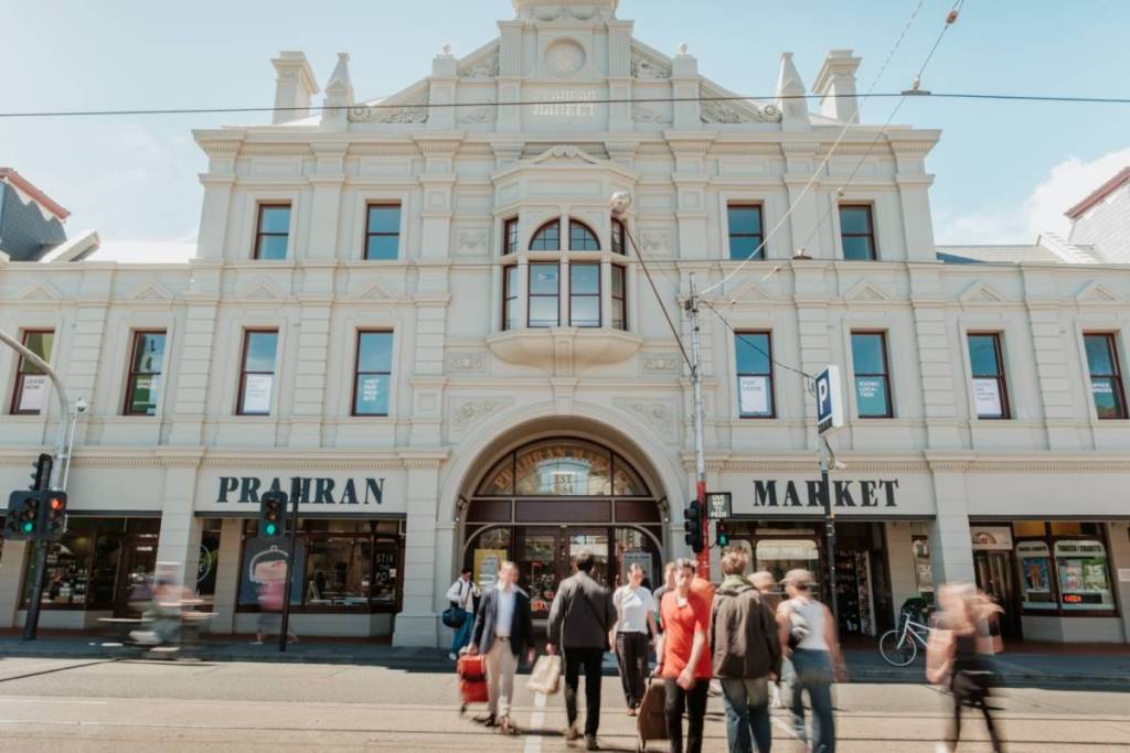outside of Prahran Market, with people about to walk inside