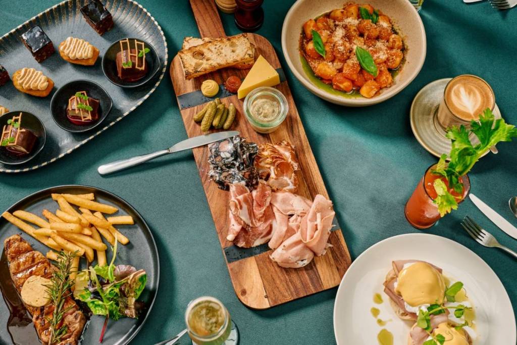savoury brunch options at Fern's Hidden Winter Garden, like charcuterie and gnocchi