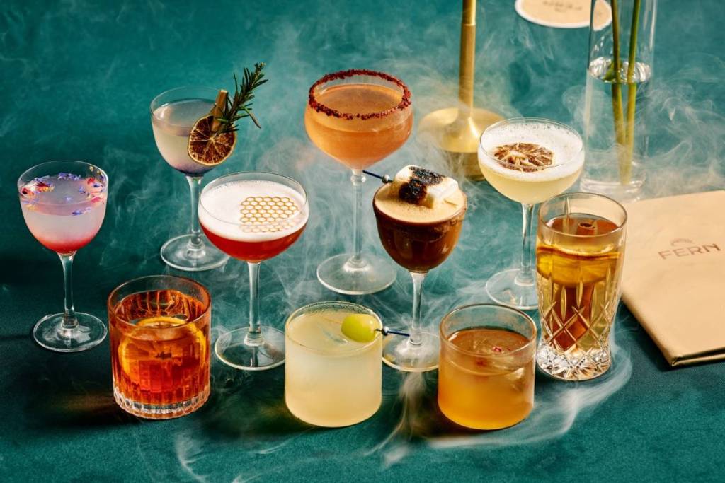 selection of cocktails at Fern's Hidden Winter Garden