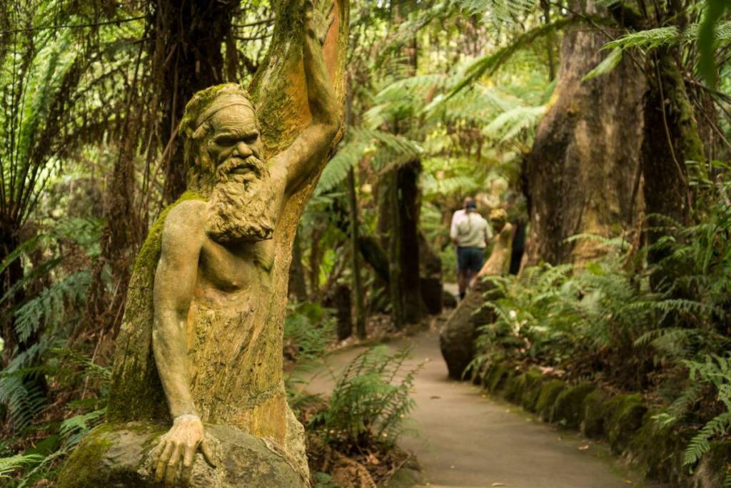 sculpture of a man in the forest at William Ricketts Sanctuary
