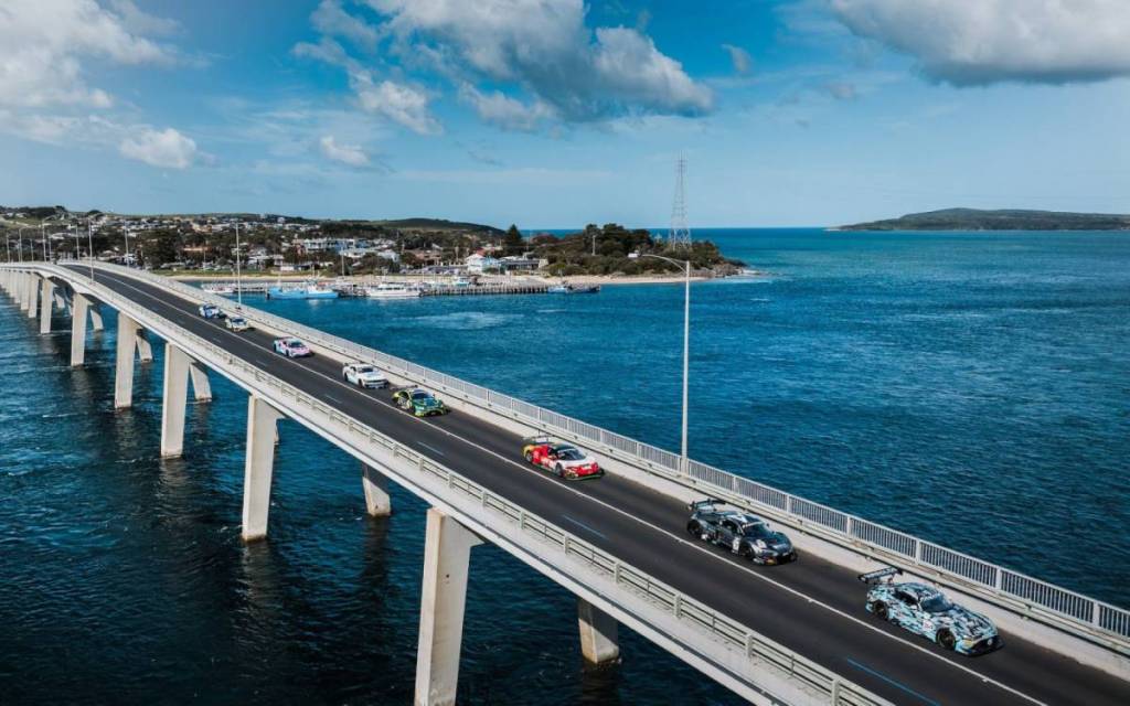 Cars driving on Philip Island bridge in Melbourne