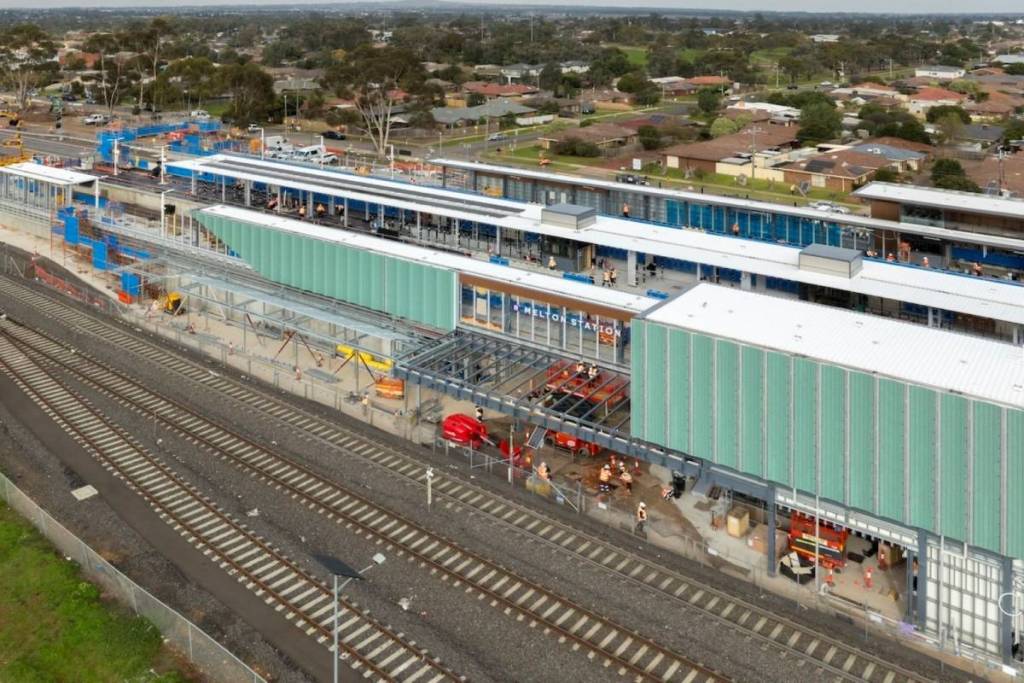 Aerial shot of Melton Station in Melbourne