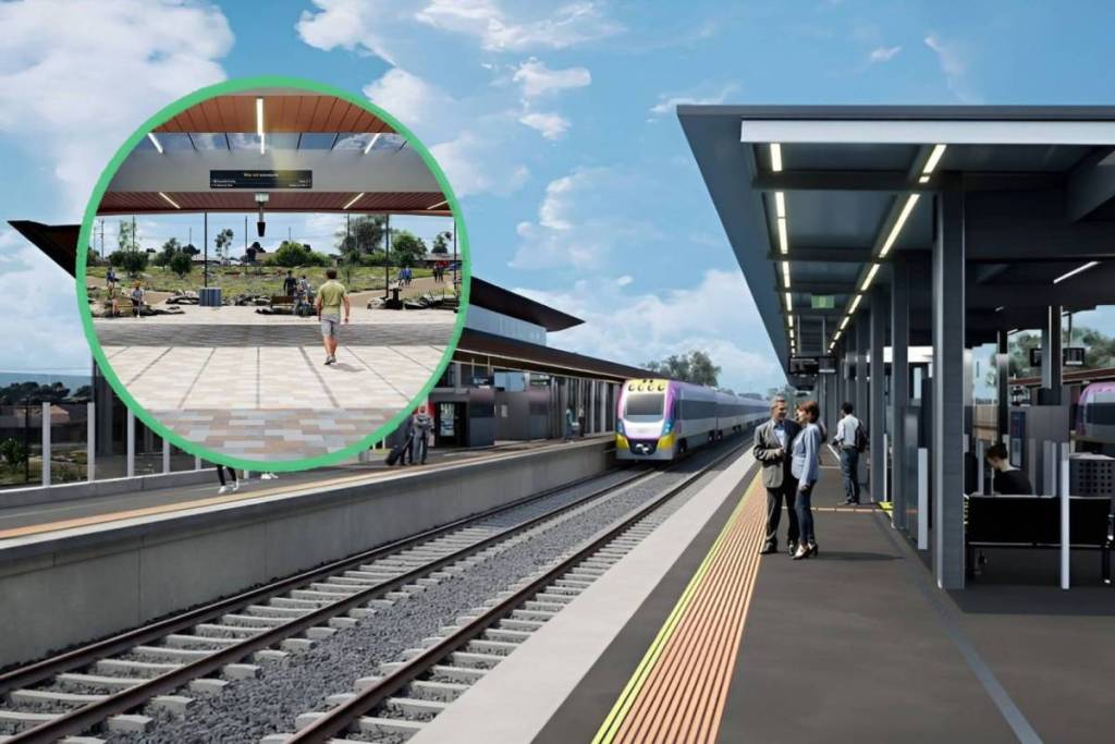 Works at Melton Station as a train goes past