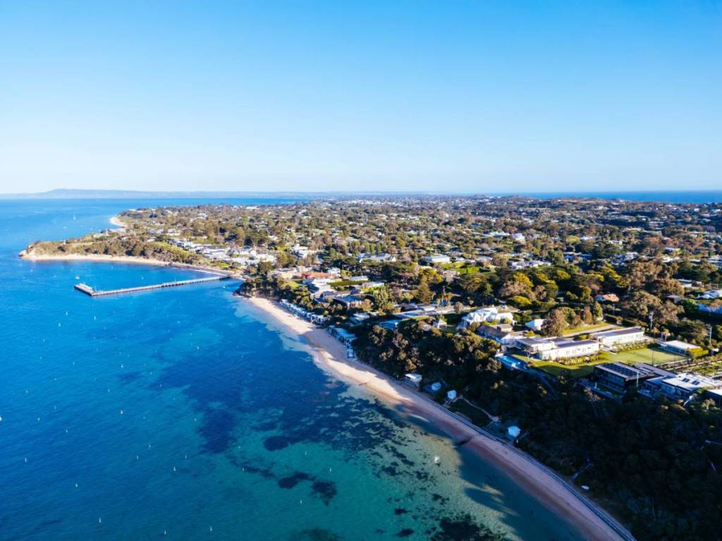 aerial view of Portsea on a sunny day