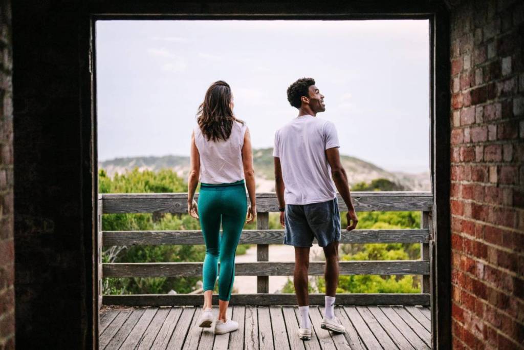couple exploring old building in Point Nepean National Park