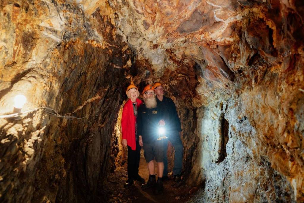 people underground on a mine tour in Walhalla