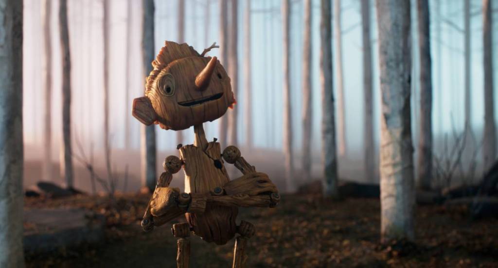 Pinocchio in the woods in Guillermo del Toro's film