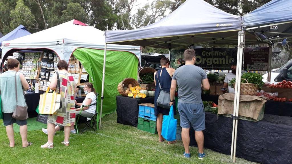 organic stalls at Boroondara Farners Market in Melbourne