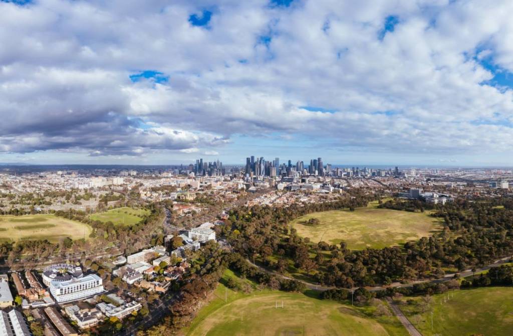 aerial view of Royal Park in Melbourne