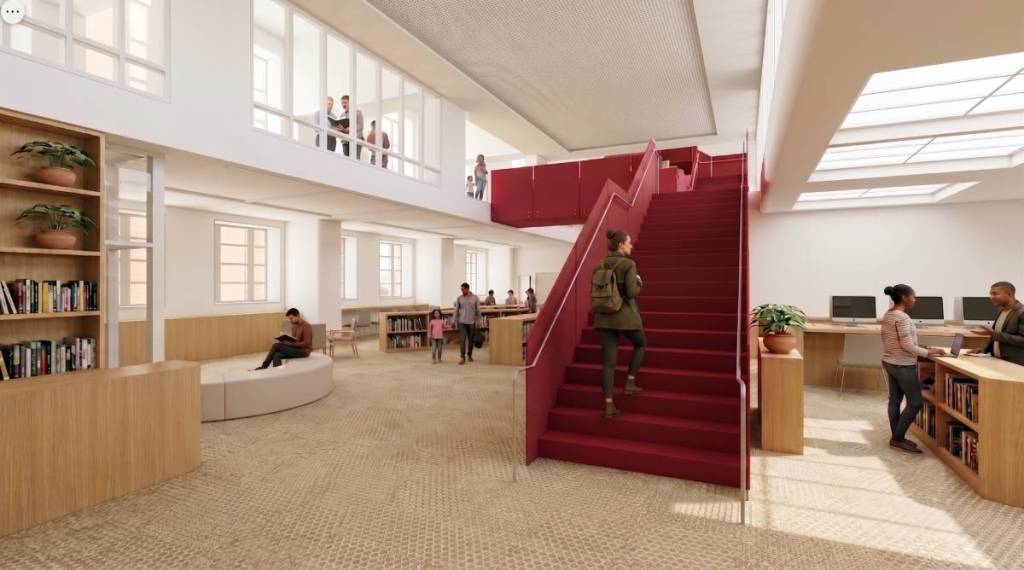 render of people using the relocated City Library in Bourke Street
