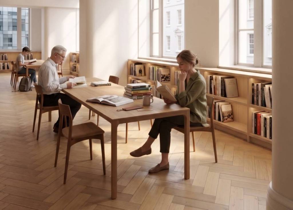 render of people reading at tables in City Library