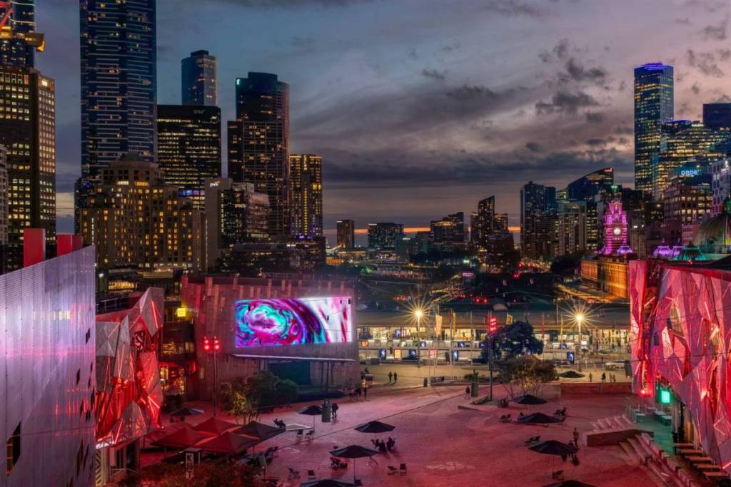 the big screen at fed square's 116m² upgrade in melbourne