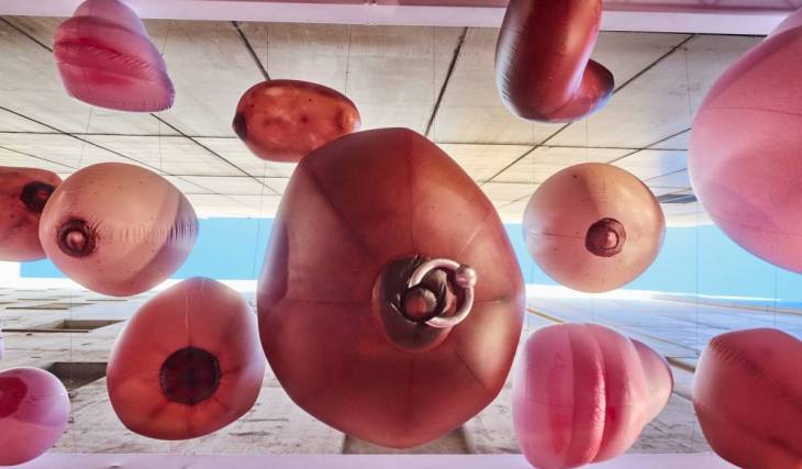24 giant inflatable boobs have taken over a Melbourne laneway