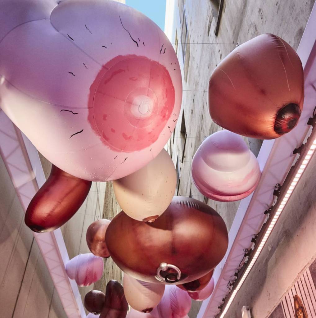 inflatable boob sculptures