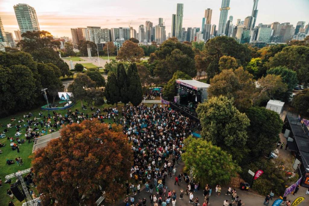 aerial view of audience and surrounds at Live at the Gardens