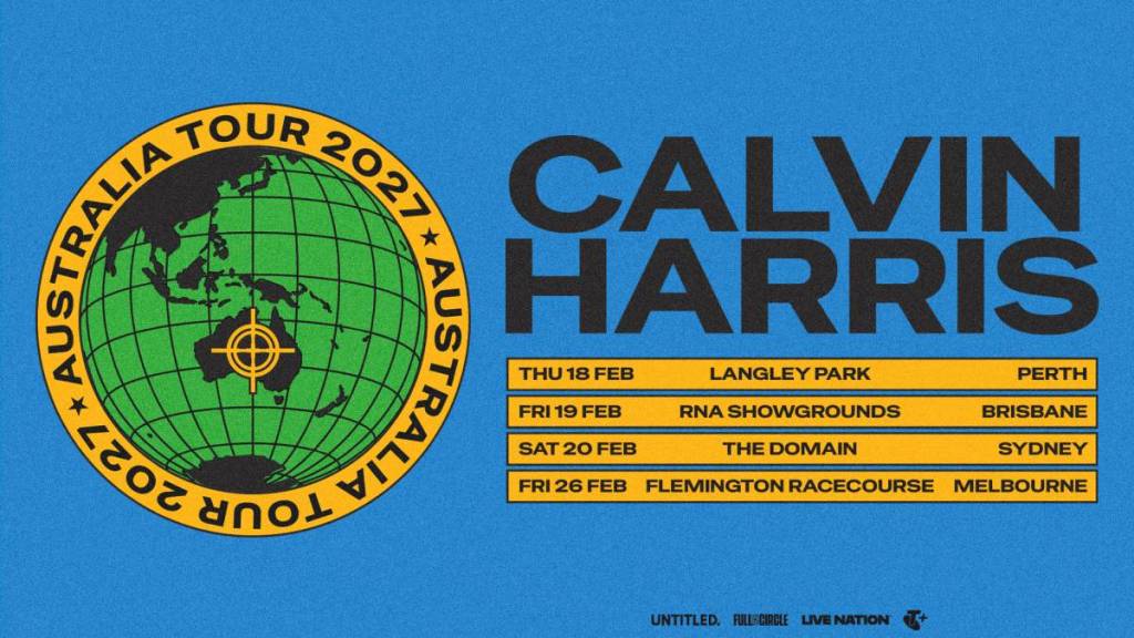 poster showing tour dates for Calvin Harris in Australia
