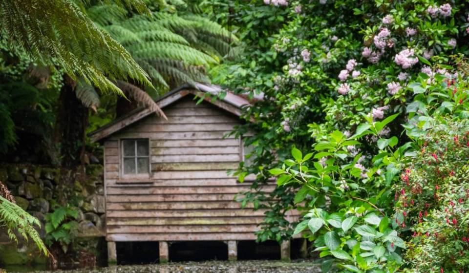 Famous for autumn but resplendent in spring, this magical garden near Melbourne has a charming boathouse and flowering cherry trees