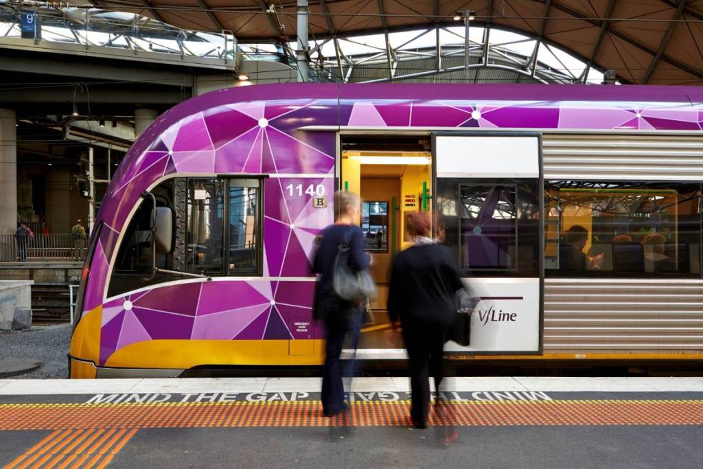 people at Southern Cross about to board a V/Line train