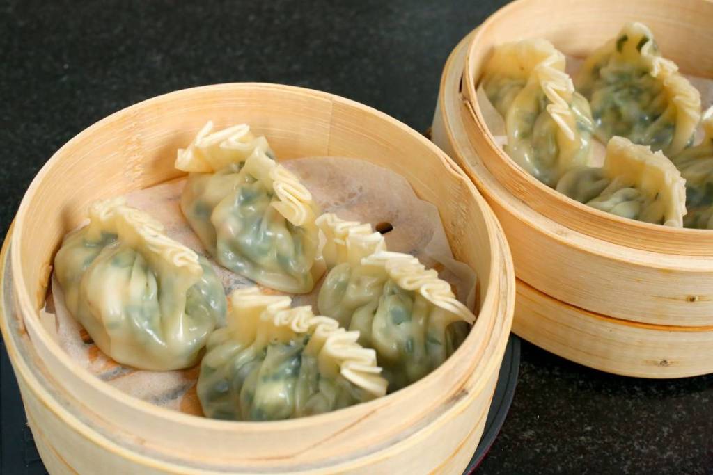 dumplings in a steam basket