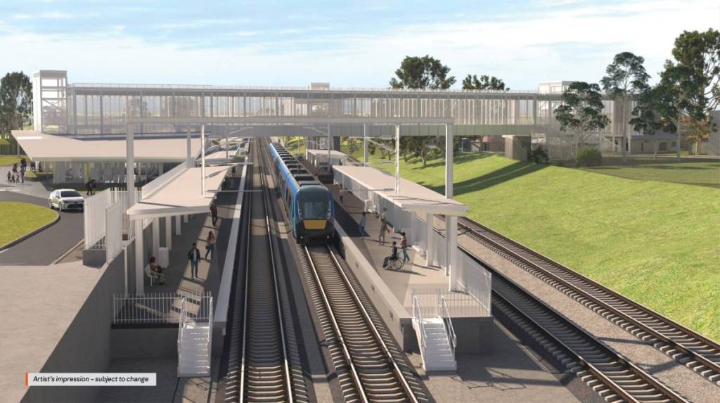 artist impression of train arriving at Keilor East