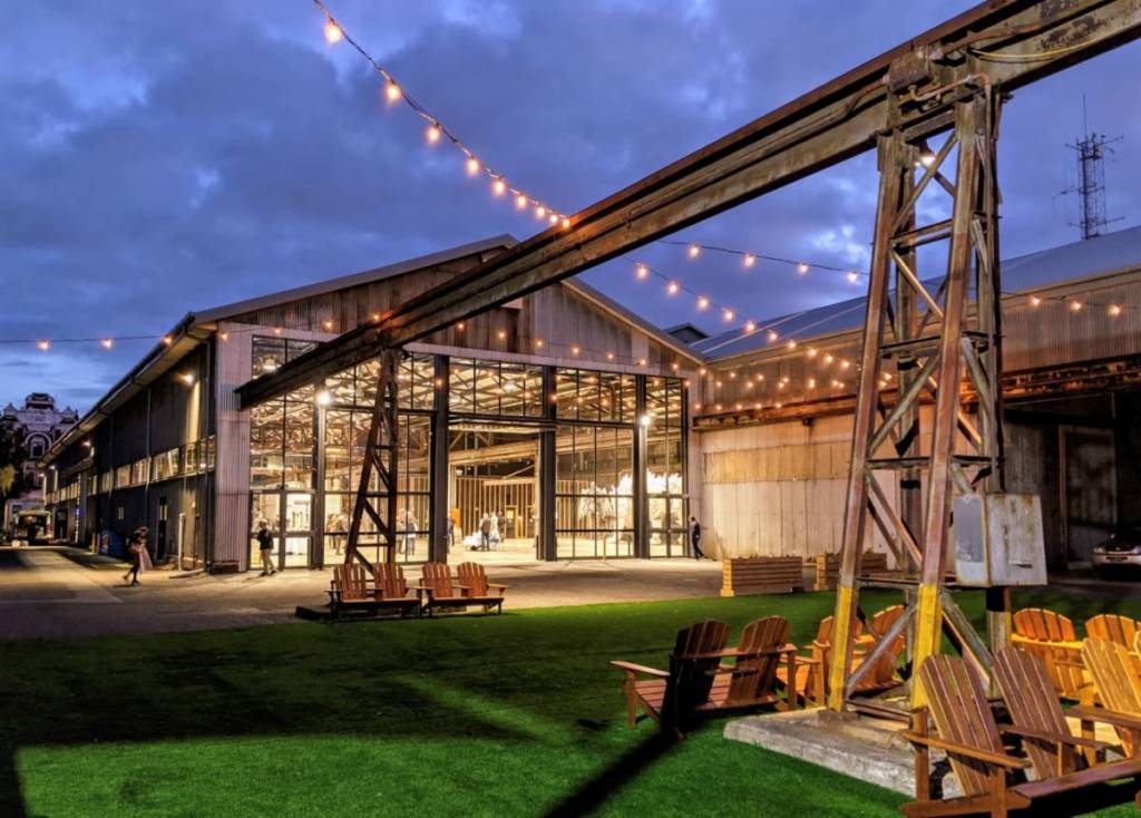 Seaworks precinct in Williamstown on a cloudy evening