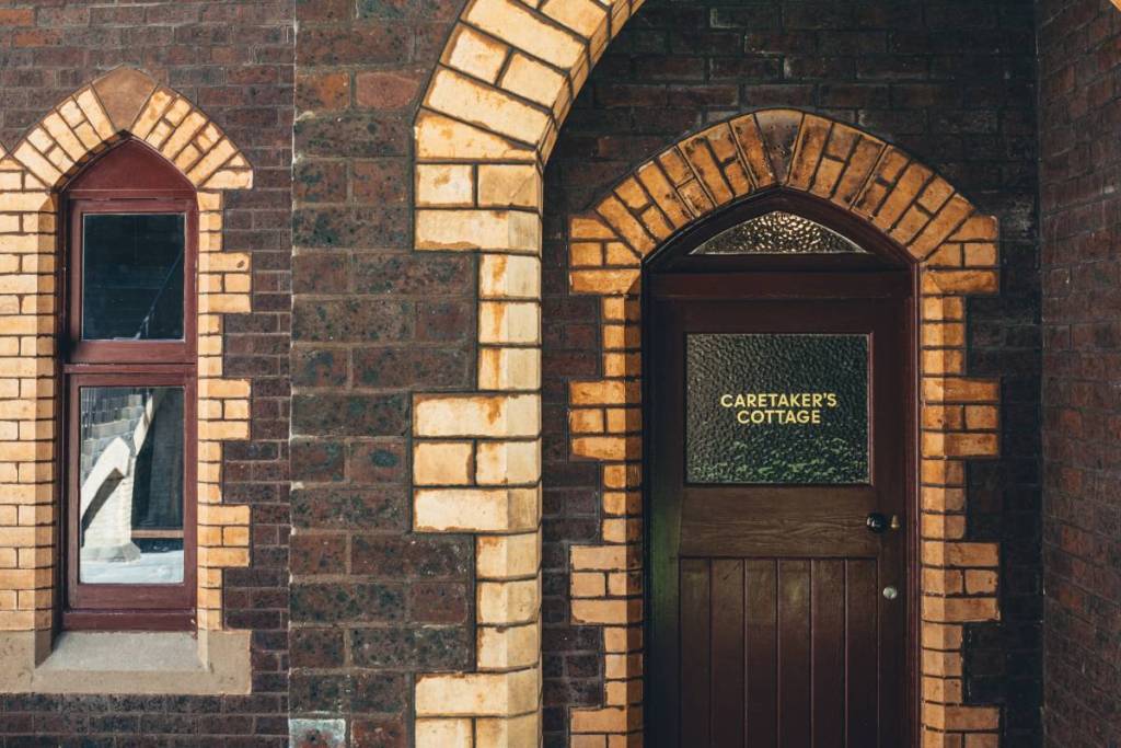 outside the door of Caretaker's Cottage