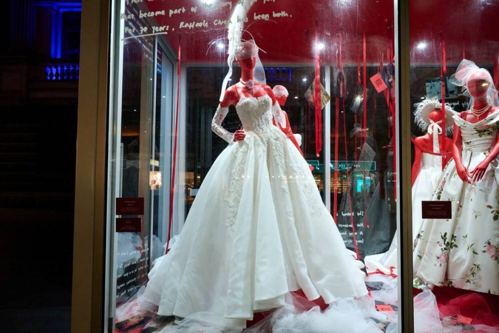 wedding dress on display in Fashion Capsule for Melbourne Fashion Week