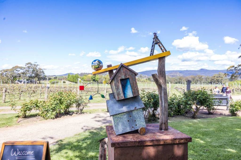 quirky house sculpture at Art in the Vines exhibition