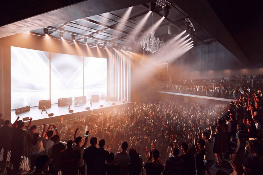 render of crowds watching show inside Arden Music Hall 