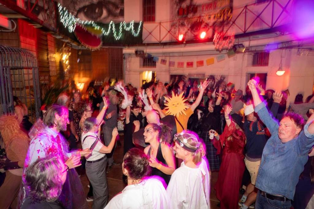people on the dancefloor at Castlemaine Fringe Halloween Party