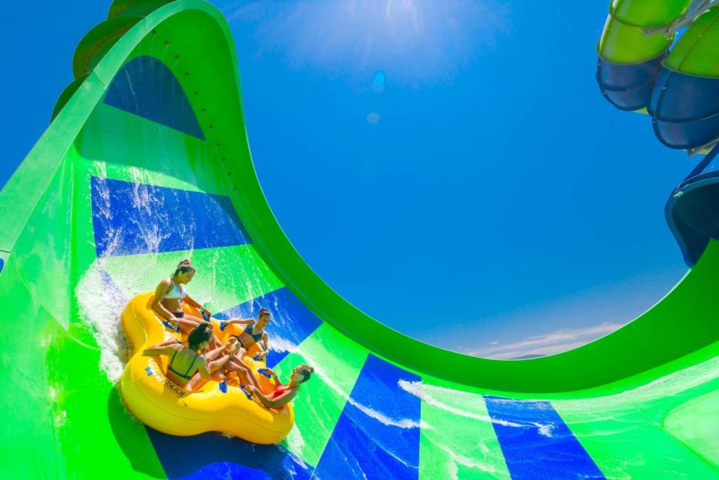 people on the Gravity Wave raft ride at Funfields
