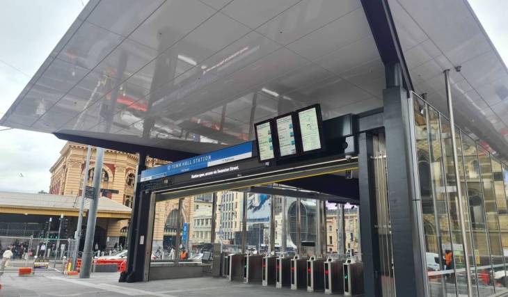 The Fed Square entrance to Town Hall Station will finally open tomorrow