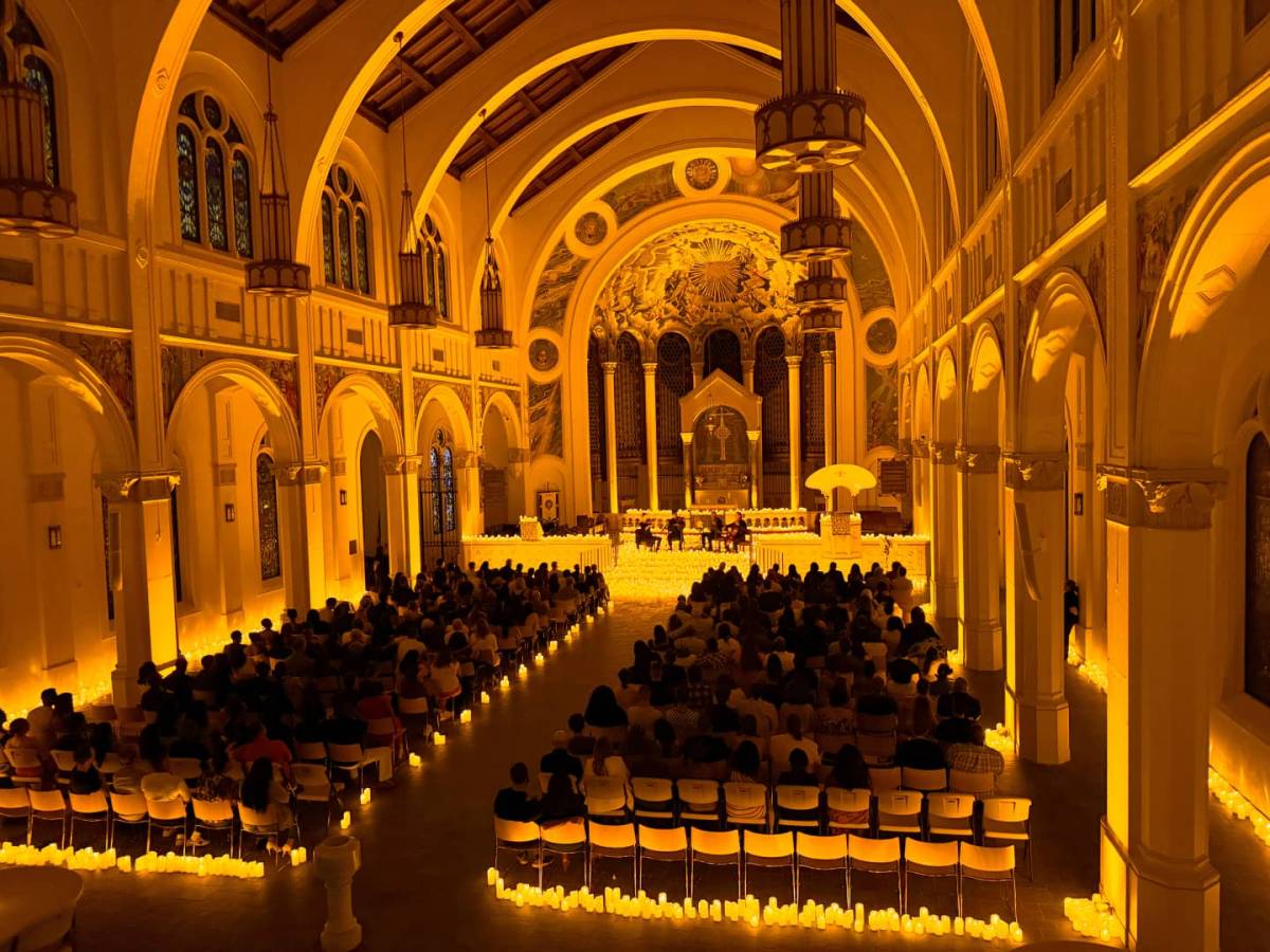 episcopal cathedral in miami illuminated with candles for candlelight concert