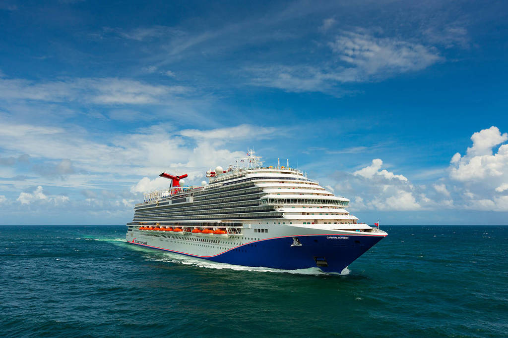 Carnival Horizon Ship Aerials with Blue Hull