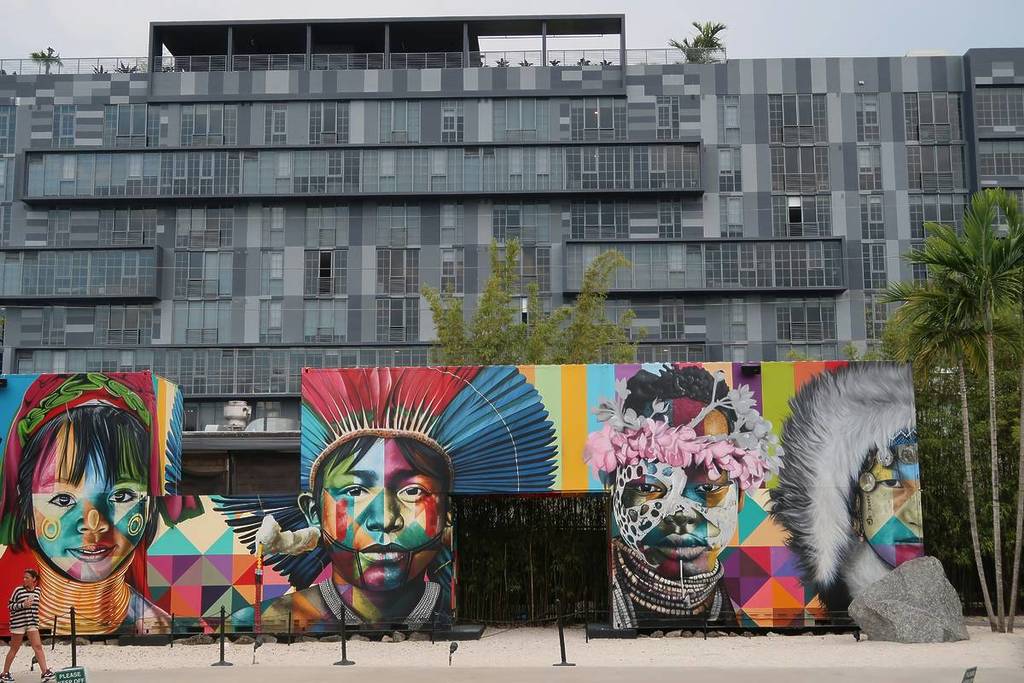 A mural of people at Wynwood Art District in Miami.