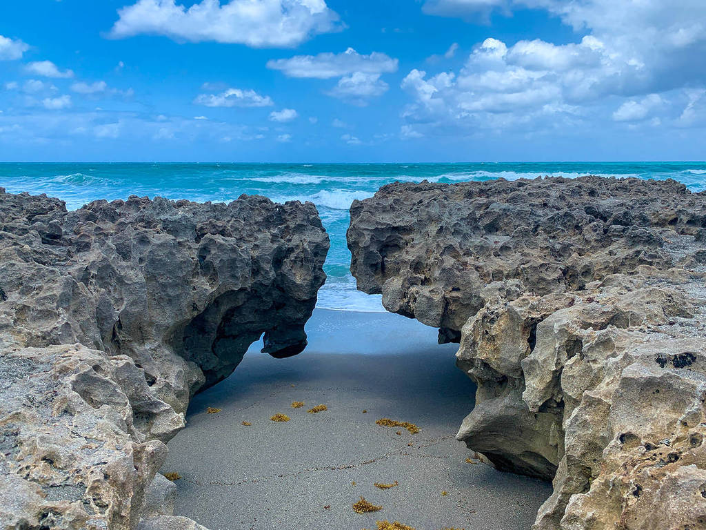 Felsen am Strand im Blowing Rock Preserve in Jupiter, Florida