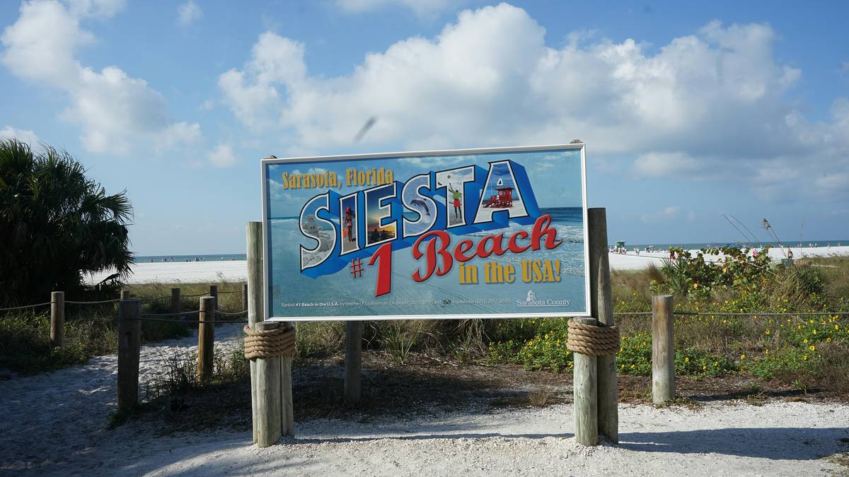 Siesta Beach #1 in the country sign