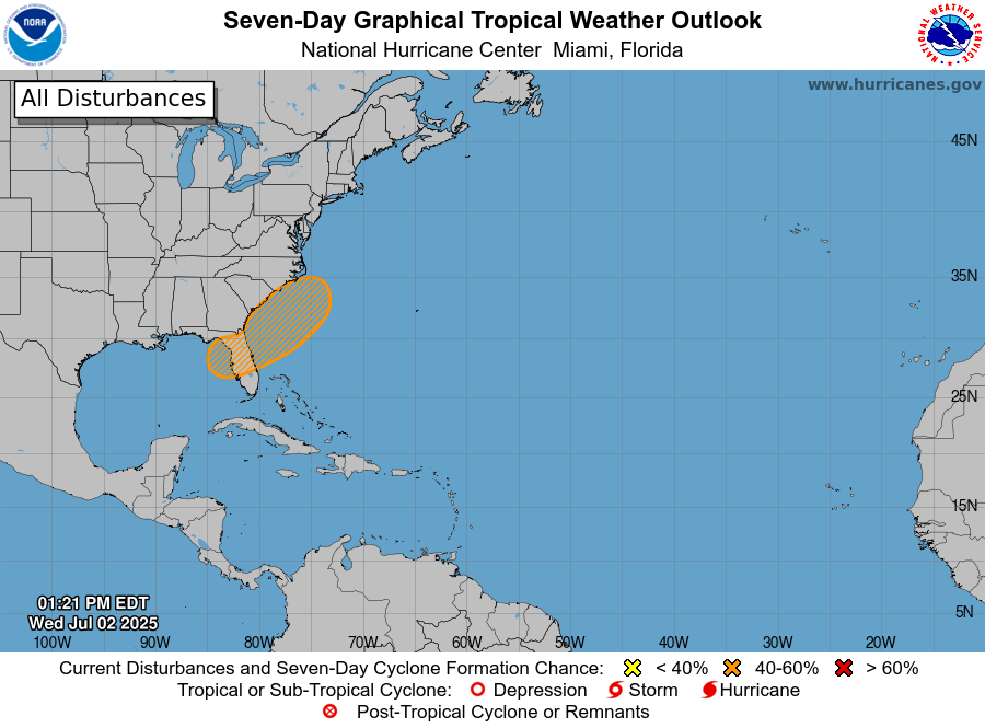 Seven-Day Graphical Tropical Weather Outlook as of July 2nd