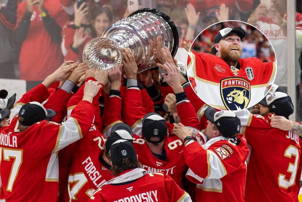 A imagem mostra o estandarte do Florida Panthers após o lançamento do calendário da NHL