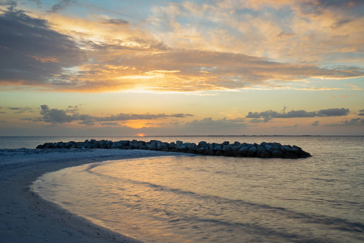 Sunset with beautiful cloud formation over Apollo Beach, FL