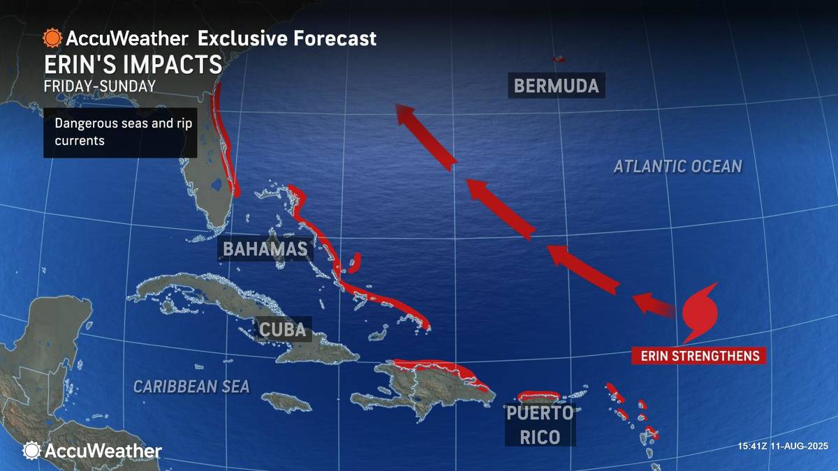 Erin sea currents impact Friday through Sunday