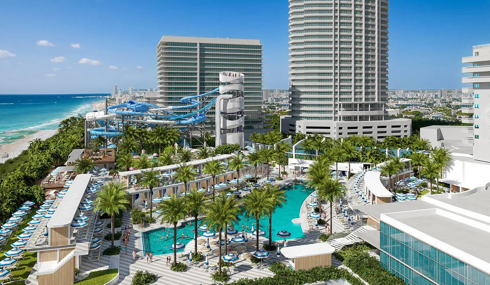 O Fontainebleau Miami Beach está recebendo um novo e enorme parque aquático &#8211; com um dos toboáguas mais altos do país