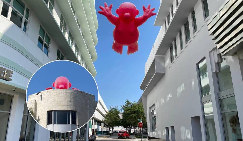Diese riesigen rosafarbenen aufblasbaren Objekte, die bis zu 20 Fuß hoch sind, werden während der Kunstwoche am Strand von Miami auftauchen